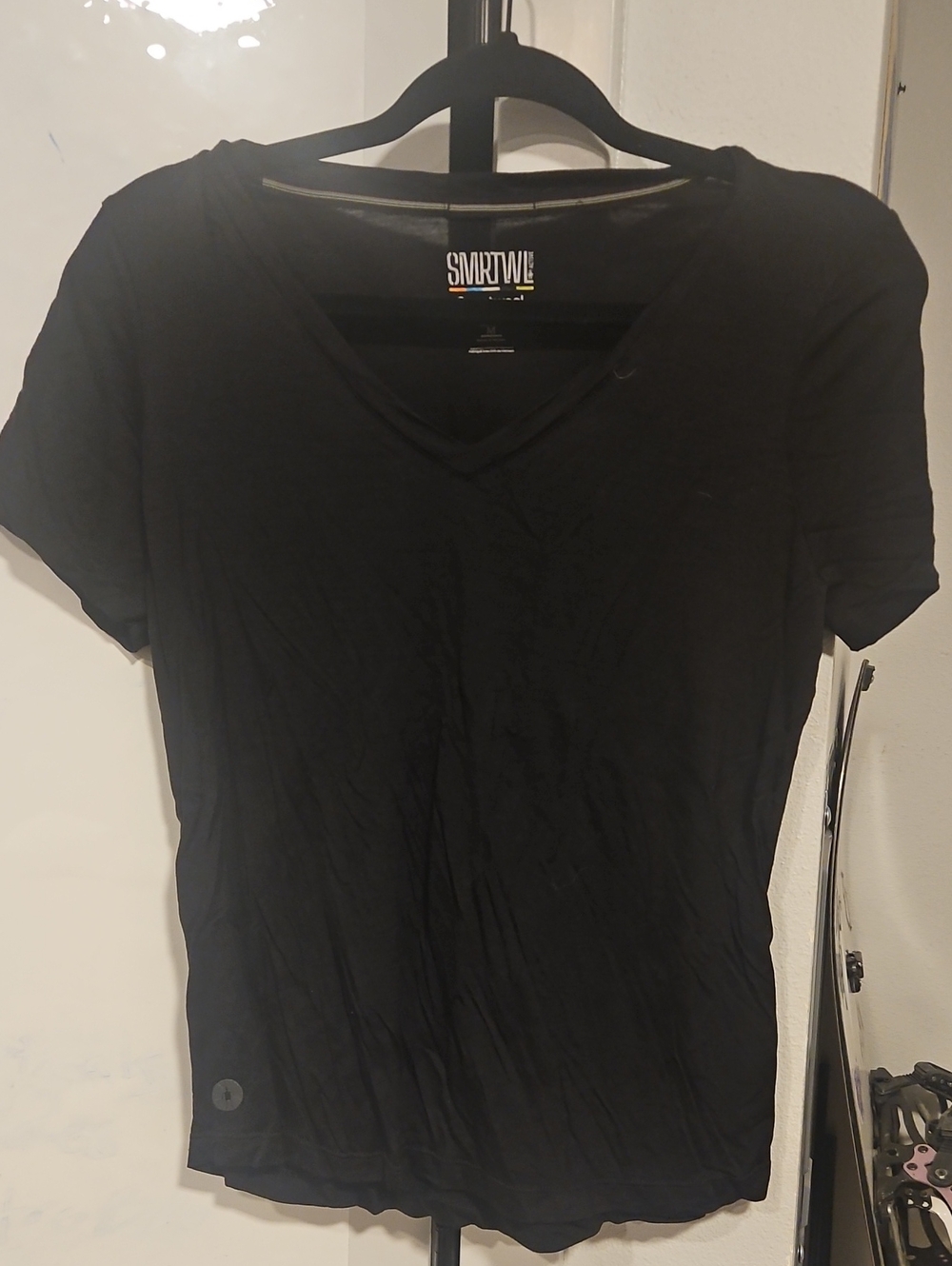 Smartwool Women's Black V-Neck Short Sleeve Tee - Lightweight